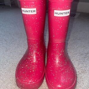 Hunter Fuchsia Glitter Boots